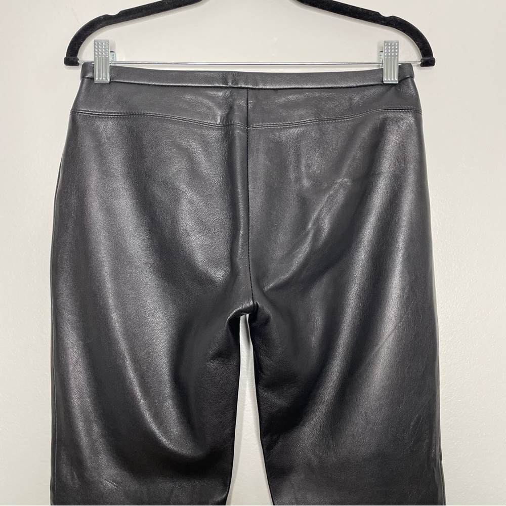 MNG Mango Genuine Leather Buttery Soft Bootcut Pants Lined In Black Size US 6 - Picture 7 of 11